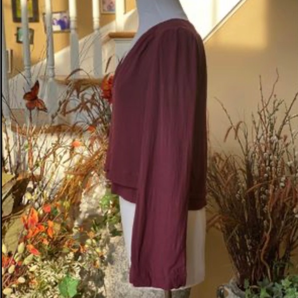 Free People Burgundy Wine Layered Bell Sleeve Top Sz Medium. - Picture 2 of 5